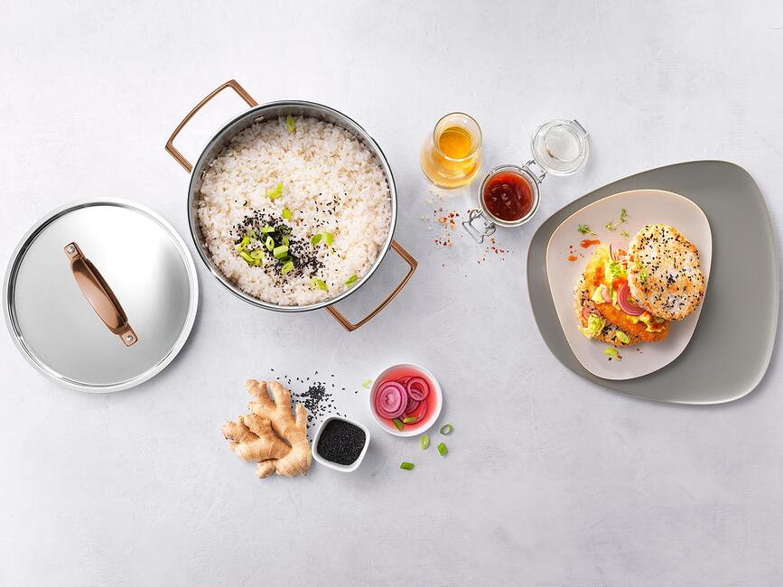 Batería de Cocina Bellasera, con mangos negros, Set de 5 piezas