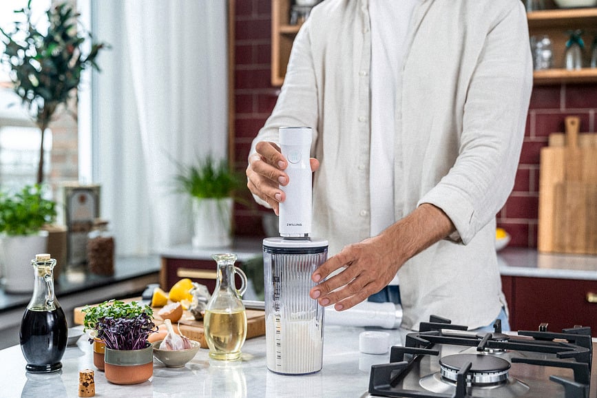 Batidora de mano Enfinigy, blanca