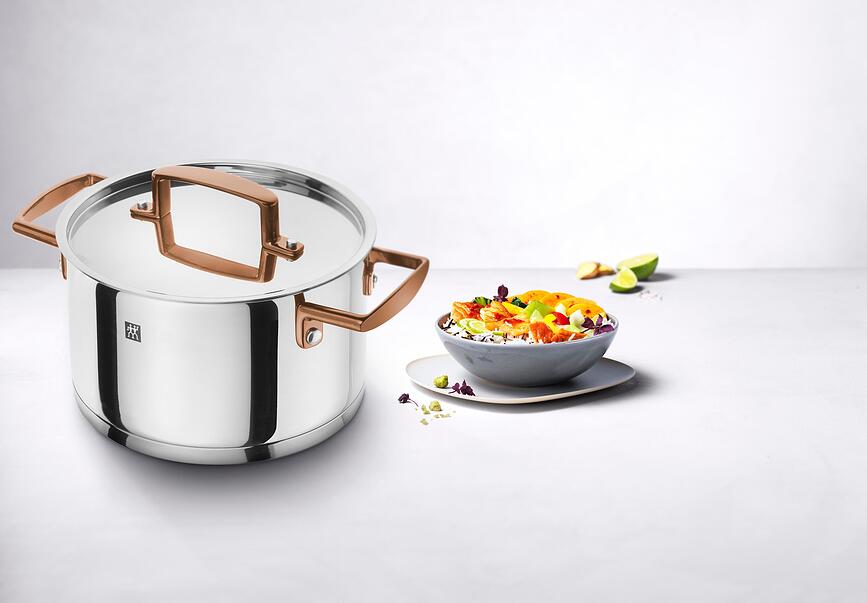 Bellasera Batterie de Cuisine avec poignées noires, Set 5 pièces