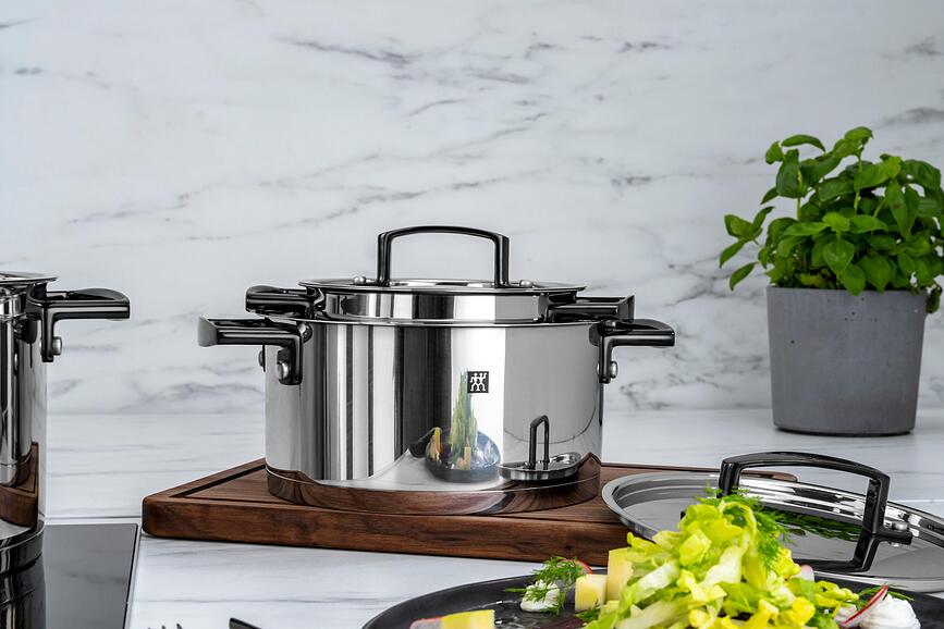 Bellasera Batterie de Cuisine avec poignées noires, Set 5 pièces