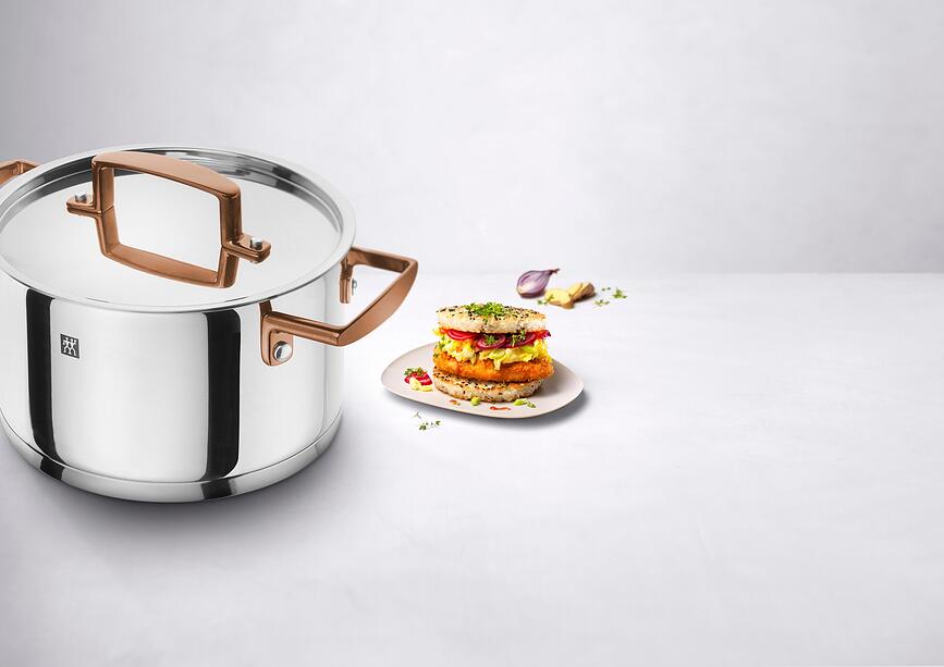 Bellasera Batterie de Cuisine avec poignées noires, Set 5 pièces