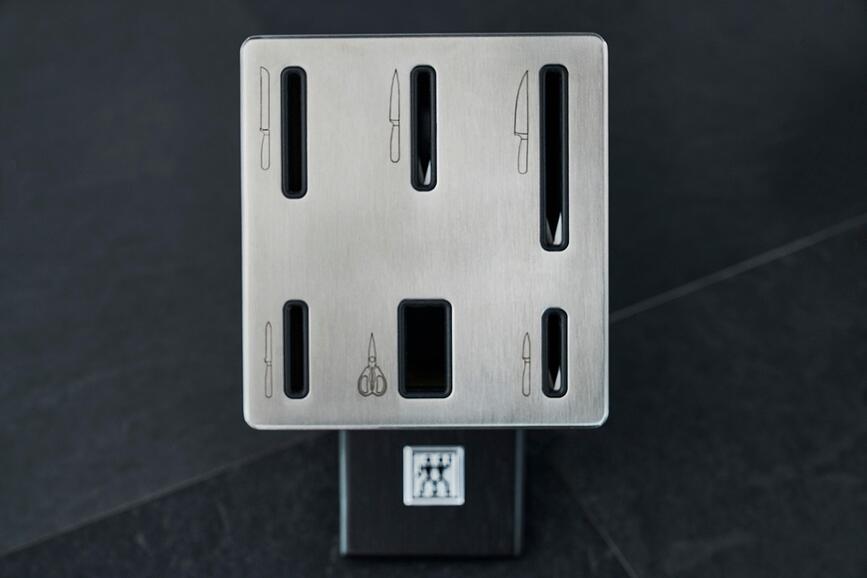 Bloque autoafilador Four Star, negro, con 5 cuchillos y tijeras