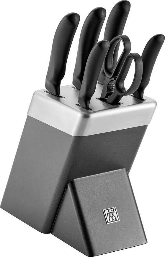 Bloque de Cuchillos autoafilable Style, con 5 cuchillos y tijeras, Set de 7 piezas