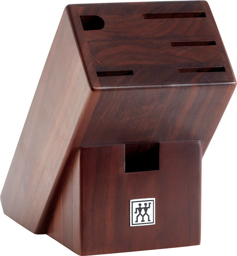 Bloque de Cuchillos Gourmet, de madera de nogal, con 4 cuchillos, tijeras y afilador