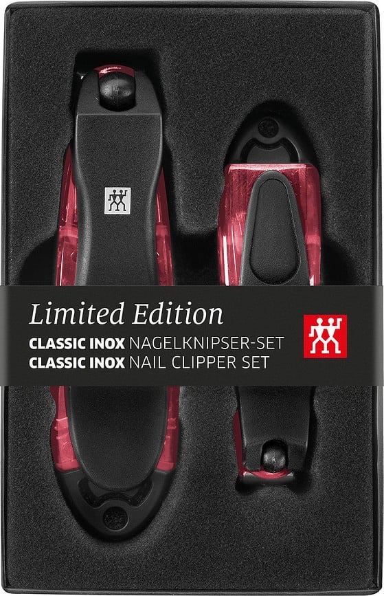 Classic Inox Coupe-Ongles avec étui, rouge, Set 2 pièces
