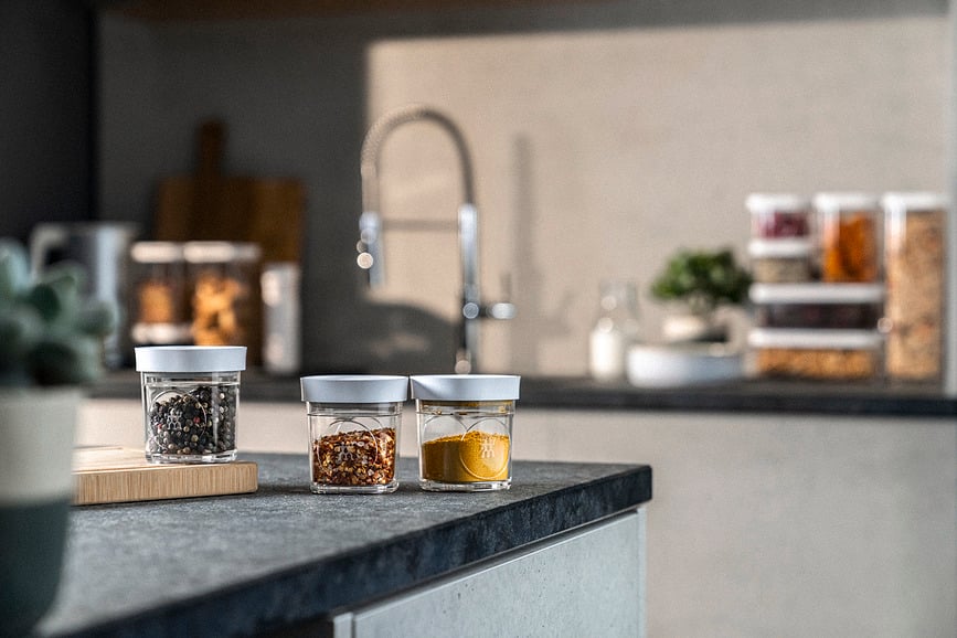 Contenedores al vacío Fresh & Save Cube, 120 ml, grises, 3 unidades