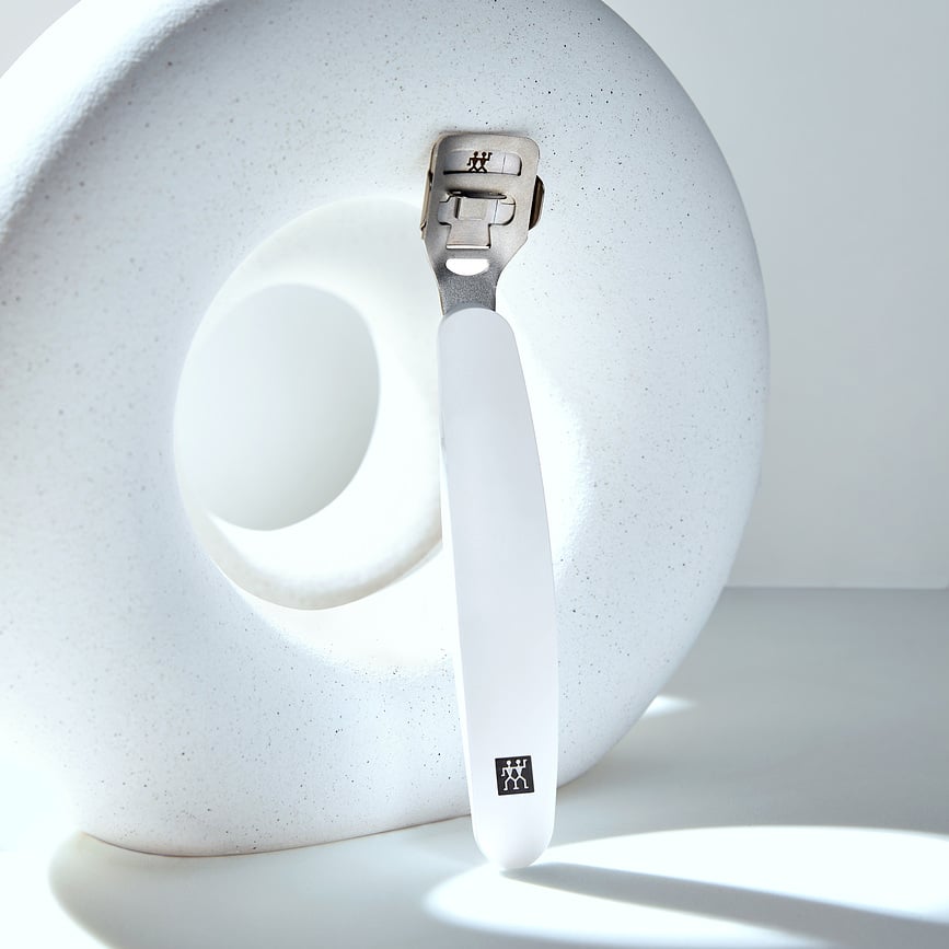 Cortacallos Premium, 15 cm, blanco, con 10 cuchillas, Set de 11 piezas