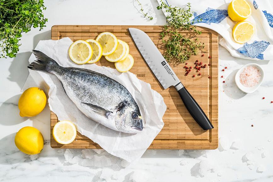 Cuchillo Santoku alveolado All Star, 18 cm, blanco