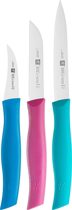 Cuchillos Twin Grip para verduras y frutas, azul y rosa, Set de 3 piezas