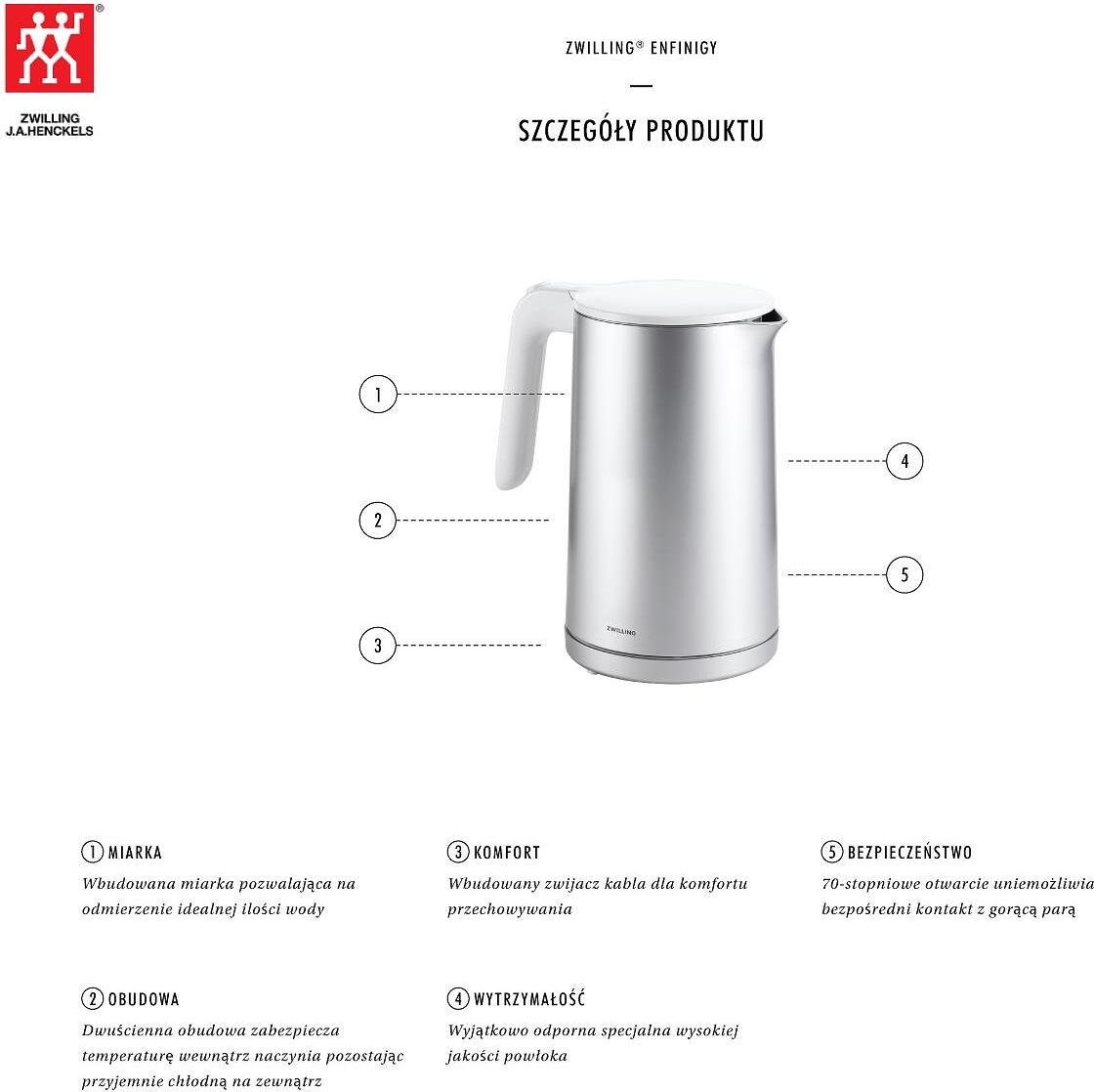 Enfinigy Electric kettle 1,5 l silver - Zwilling 53005-000-0