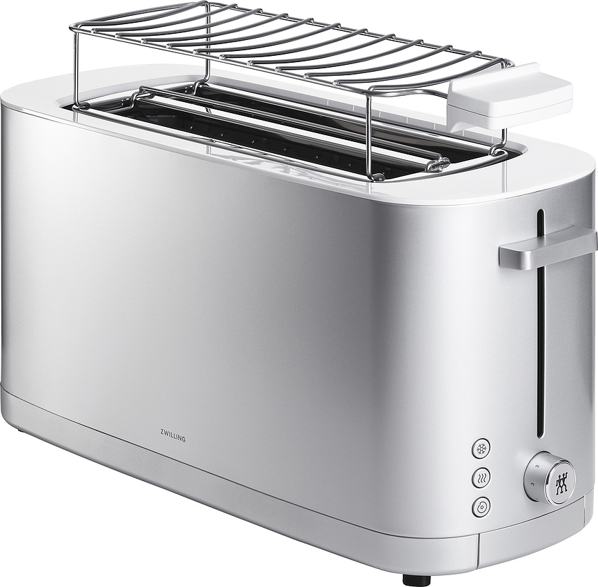 Enfinigy Grille-pain pour 4 tranches avec réchauffe-viennoiseries, argenté