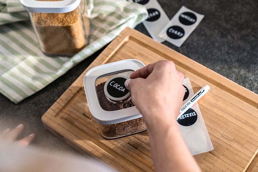 Fresh & Save Cube S Boîtes sous vide, avec insert, étiquettes et marqueur craie, Set 11 pièces