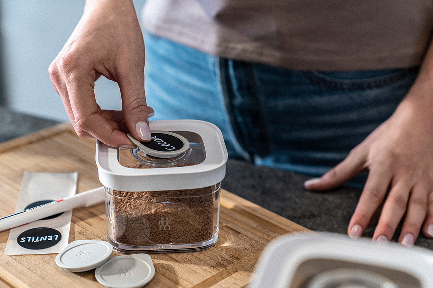 Fresh & Save Cube S Conteneurs sous vide avec pompe, insert, étiquettes et marqueur craie, Set 11 pièces