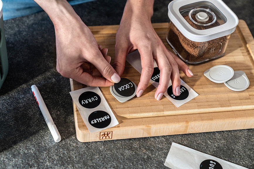 Fresh & Save Cube S ΔΟΧΕΙΑ ΚΕΝΟΥ με αντλία, ένθετο, ετικέτες και μαρκαδόρο κιμωλίας, Σετ 11 τεμαχίων