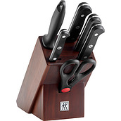 Gourmet Block with 4 knives, scissors and sharpener walnut