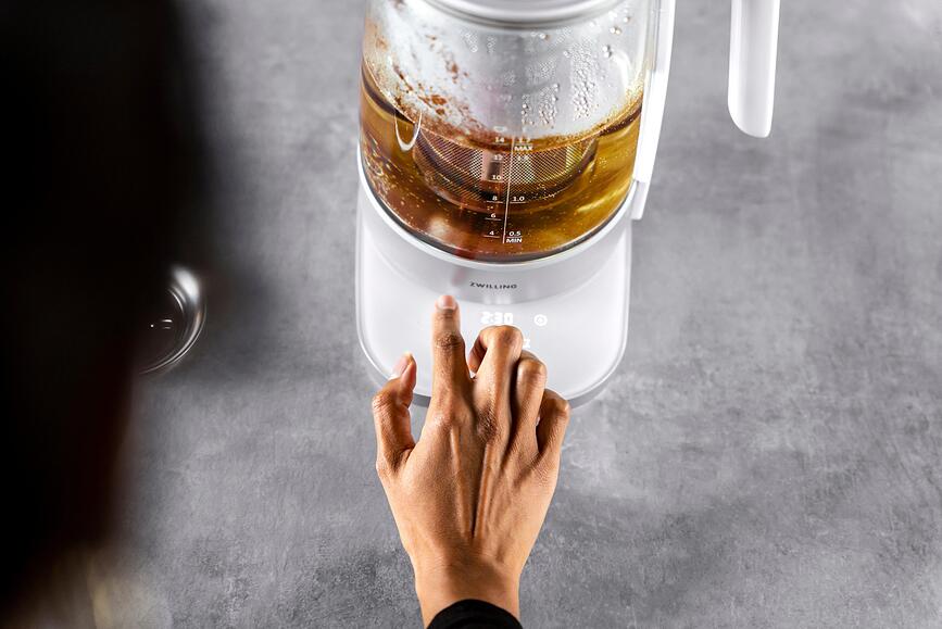 Hervidor eléctrico Enfinigy, blanco, con infusor para té