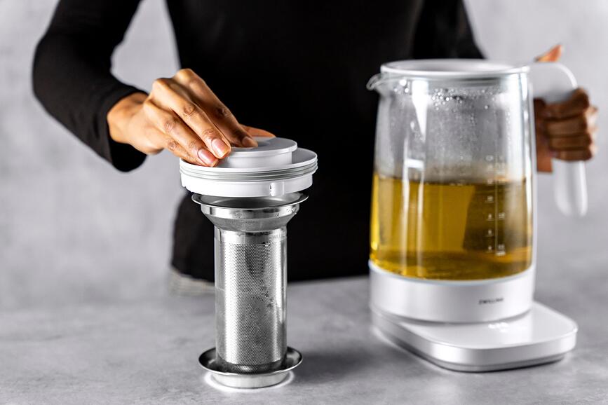 Hervidor eléctrico Enfinigy, blanco, con infusor para té