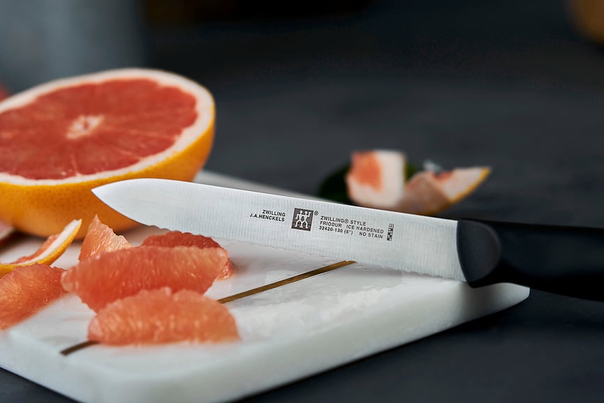 Juego de Cuchillos con Bloque Zwilling Style, 5 cuchillos, tijeras y afilador, Set de 8 piezas