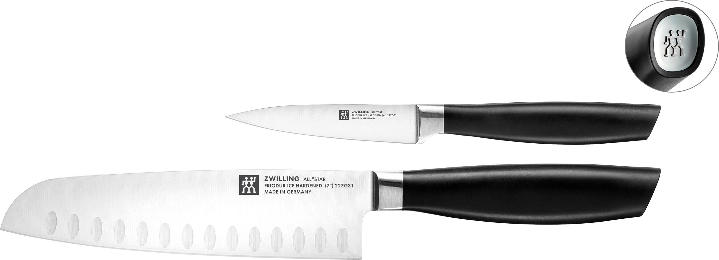 Nóż santoku i nóż do warzyw i owoców All Star srebrne