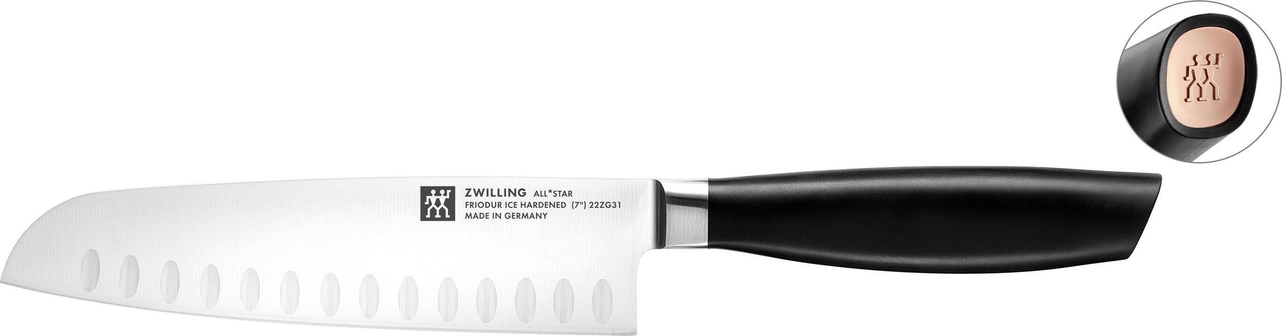 Nóż santoku karbowany All Star 18 cm różowe złoto