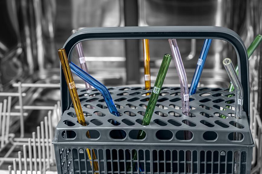 Pajitas Sorrento, rectas, de colores, con cepillo limpiador, 4 unidades