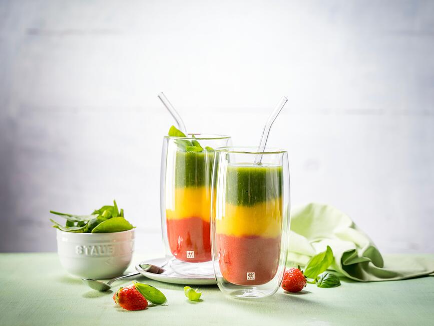 Pajitas Sorrento, multicolor, con cepillo de limpieza, Pack de 4