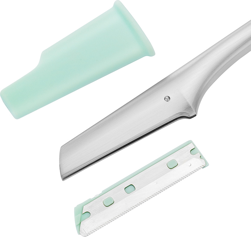 Perfilador facial Premium, 15 cm, con 3 cuchillas y accesorio, Set de 5 piezas