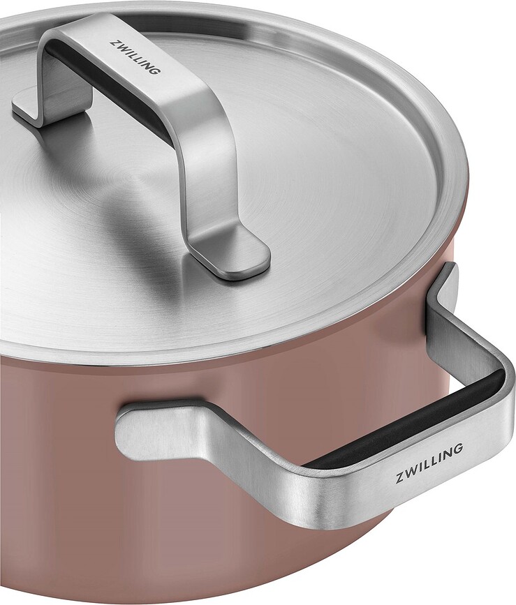 Pure Batterie de Cuisine avec casserole et 2 couvercles, crème, Set 5 pièces