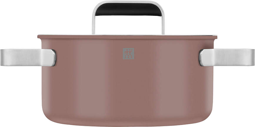 Pure Batterie de Cuisine avec casserole et 2 couvercles, crème, Set 5 pièces