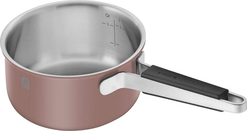 Pure Batterie de Cuisine avec casserole et 2 couvercles, crème, Set 5 pièces