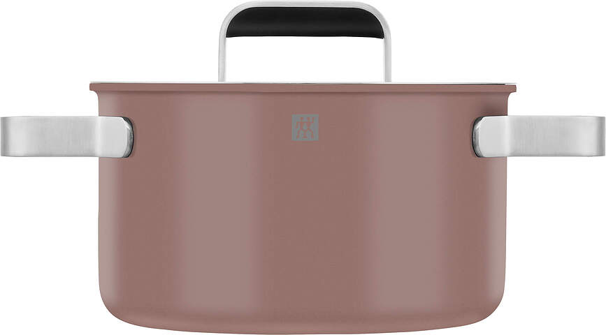 Pure Batterie de Cuisine avec casserole et 2 couvercles, crème, Set 5 pièces