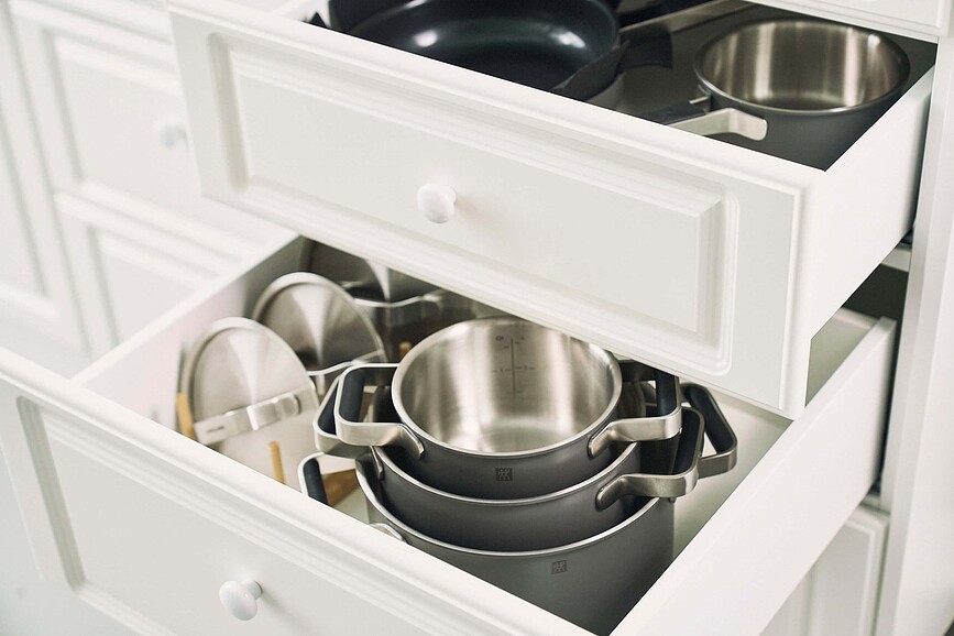 Pure Batterie de Cuisine avec casserole et 2 couvercles, crème, Set 5 pièces