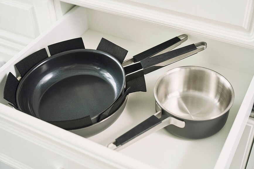 Pure Batterie de Cuisine avec casserole et 2 couvercles, crème, Set 5 pièces