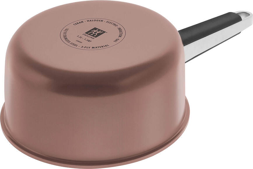 Pure Batterie de Cuisine avec casserole et 2 couvercles, crème, Set 5 pièces