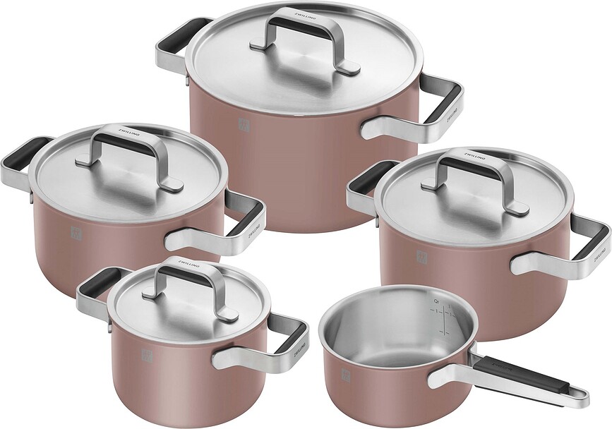 Pure Grytset med kastrull, rosa, 9 delar