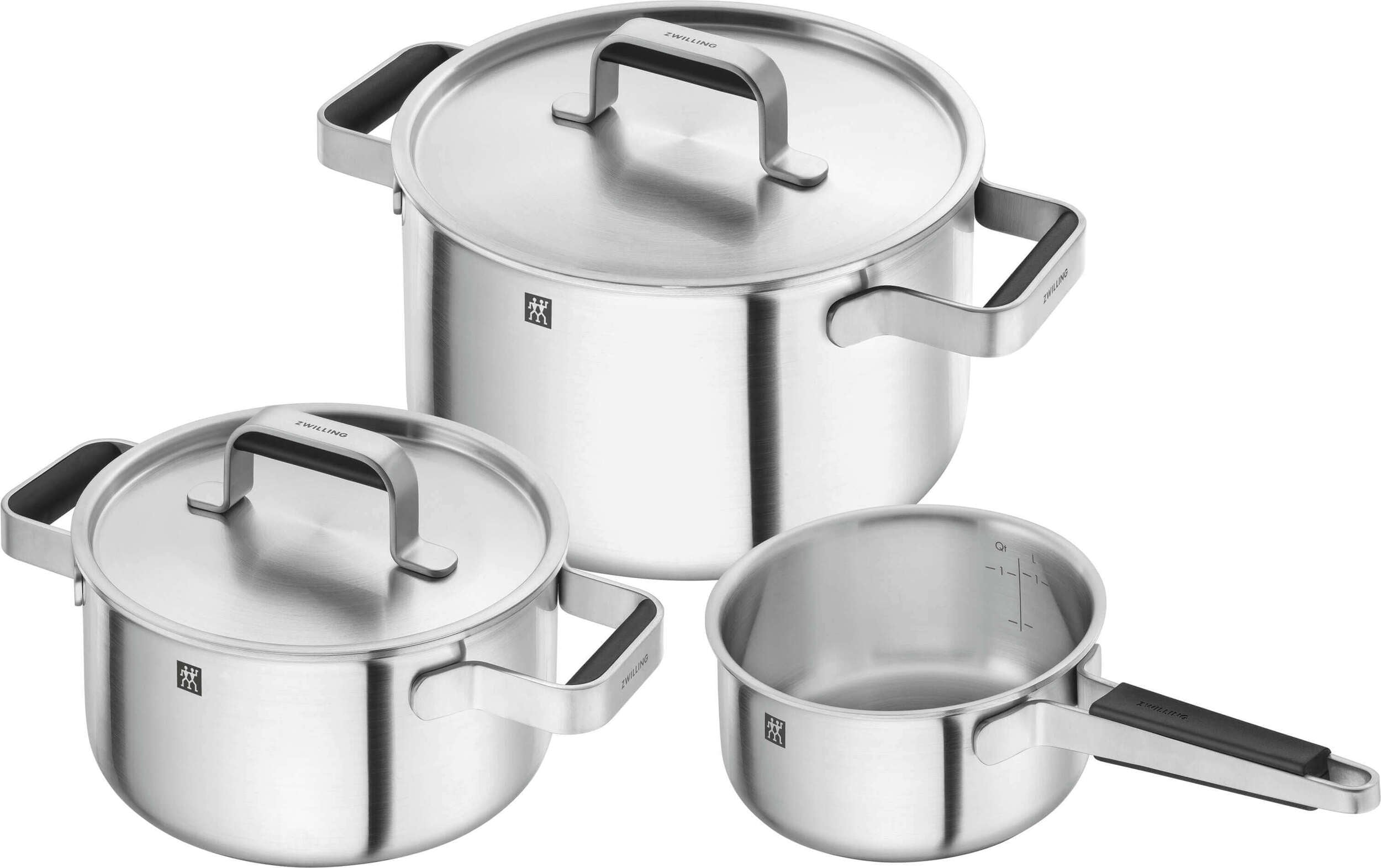 Pure Topfset mit Stieltopf und 2 Deckeln, Edelstahl, 5-teilig