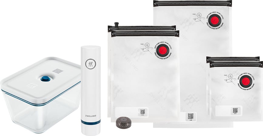 Set de Conservación al Vacío Zwilling Fresh & Save, de cristal, talla L, con bomba y bolsas, Set de 7 piezas