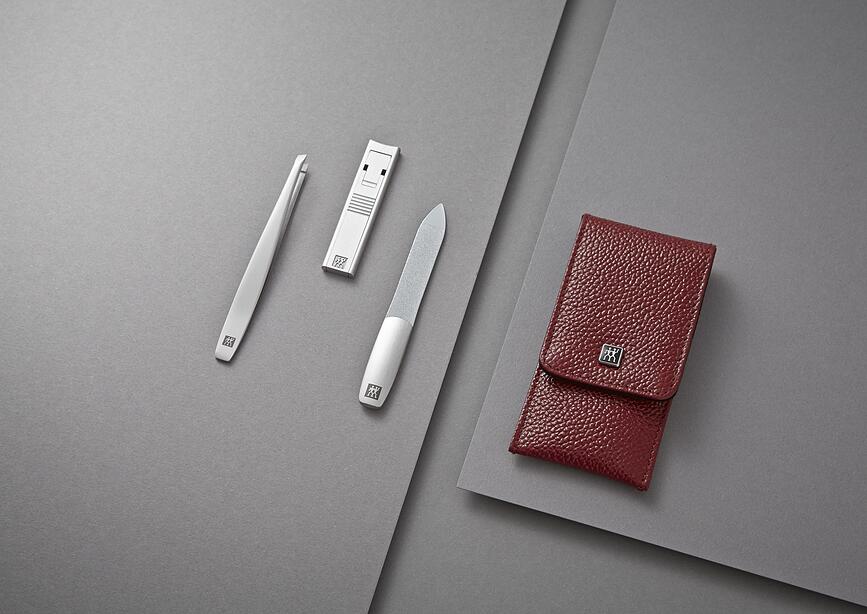 Set de Manicura Twinox de piel, negro, 3 piezas