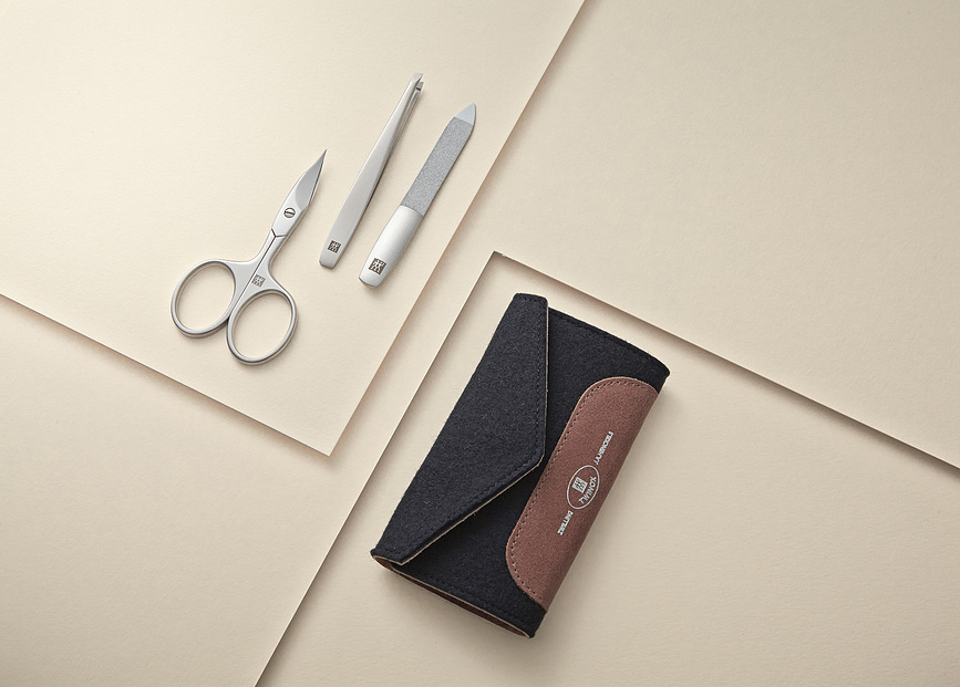 Set de Manicura Twinox, con tijeras, en estuche de fieltro, 3 piezas