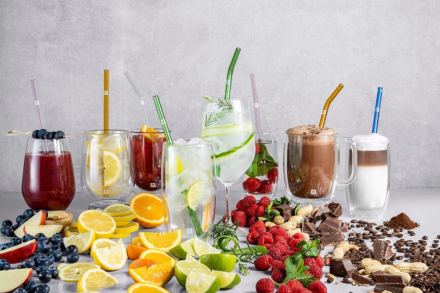 Sorrento Καλαμάκια ίσια, πολύχρωμα, με βουρτσάκι καθαρισμού, 4 τμχ