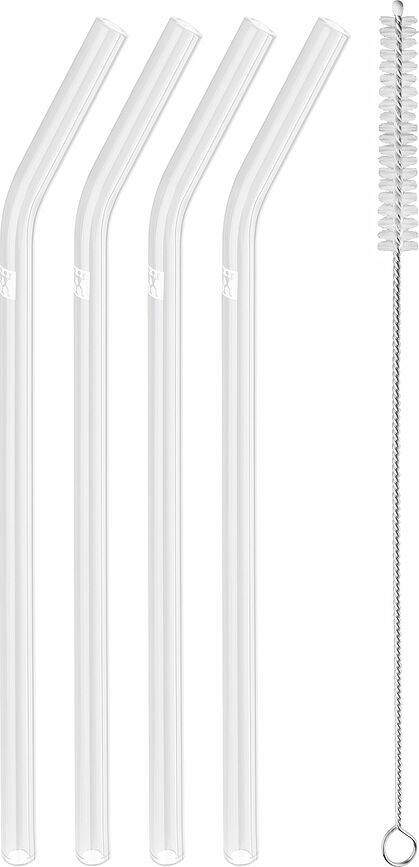 Sorrento Pailles avec brosse de nettoyage, transparentes, Lot de 4