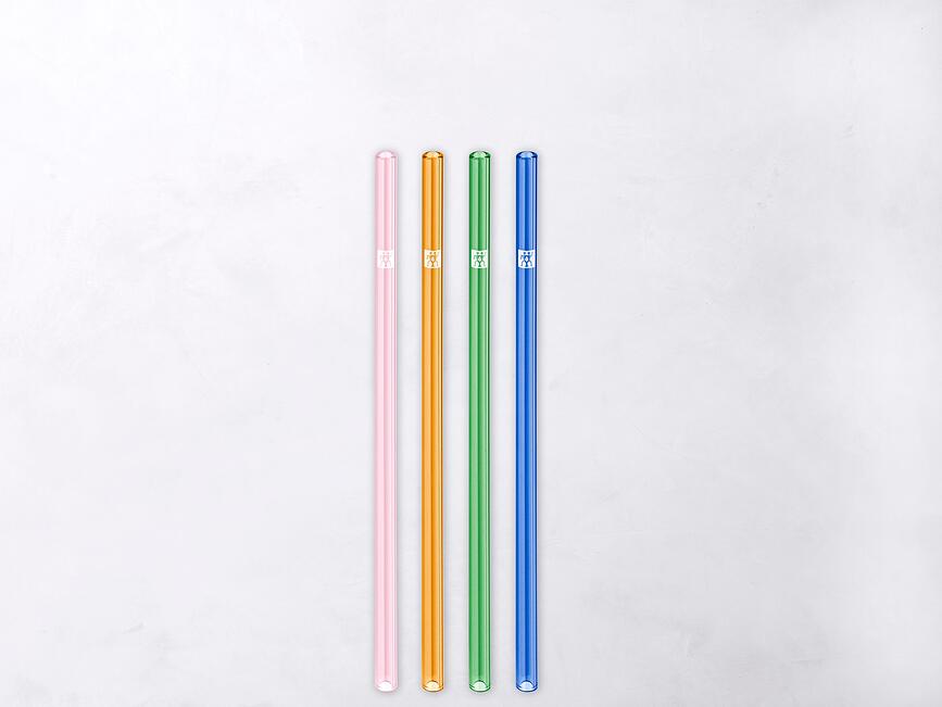 Sorrento Pailles droites, multicolores, avec brosse de nettoyage, Lot de 4