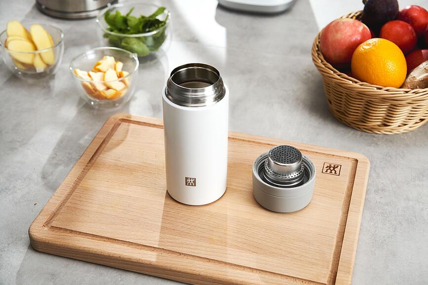 Thermo Bouteille isotherme avec infuseur à thé, 420 ml, blanche