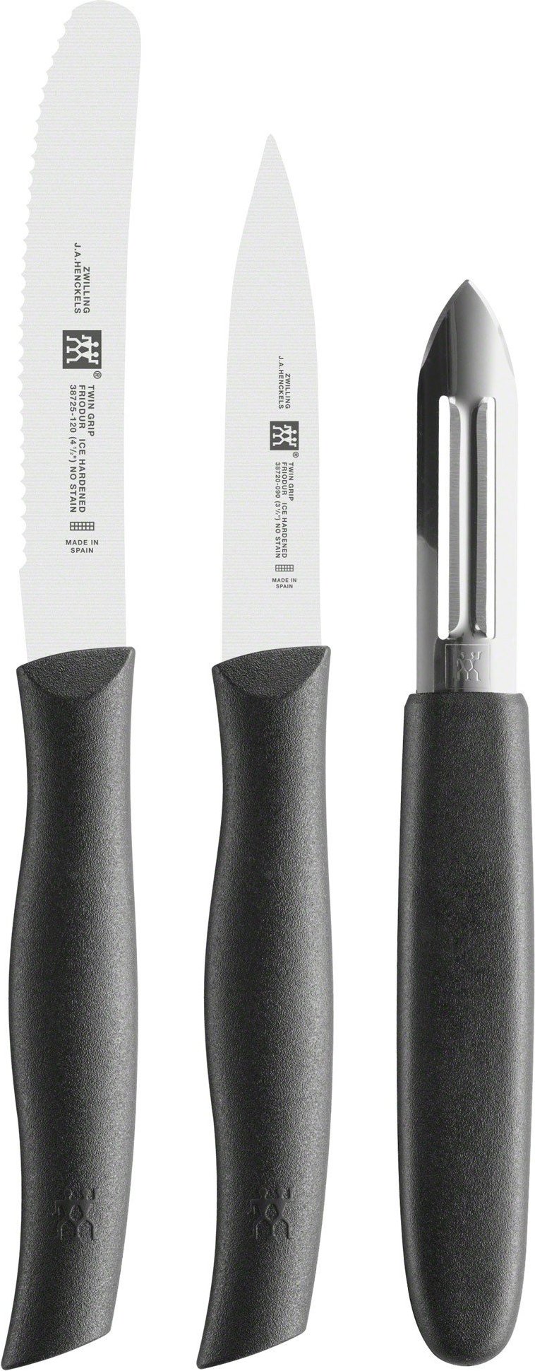 Twin Grip Schäl- und Allzweckmesser mit Schäler 3 El.