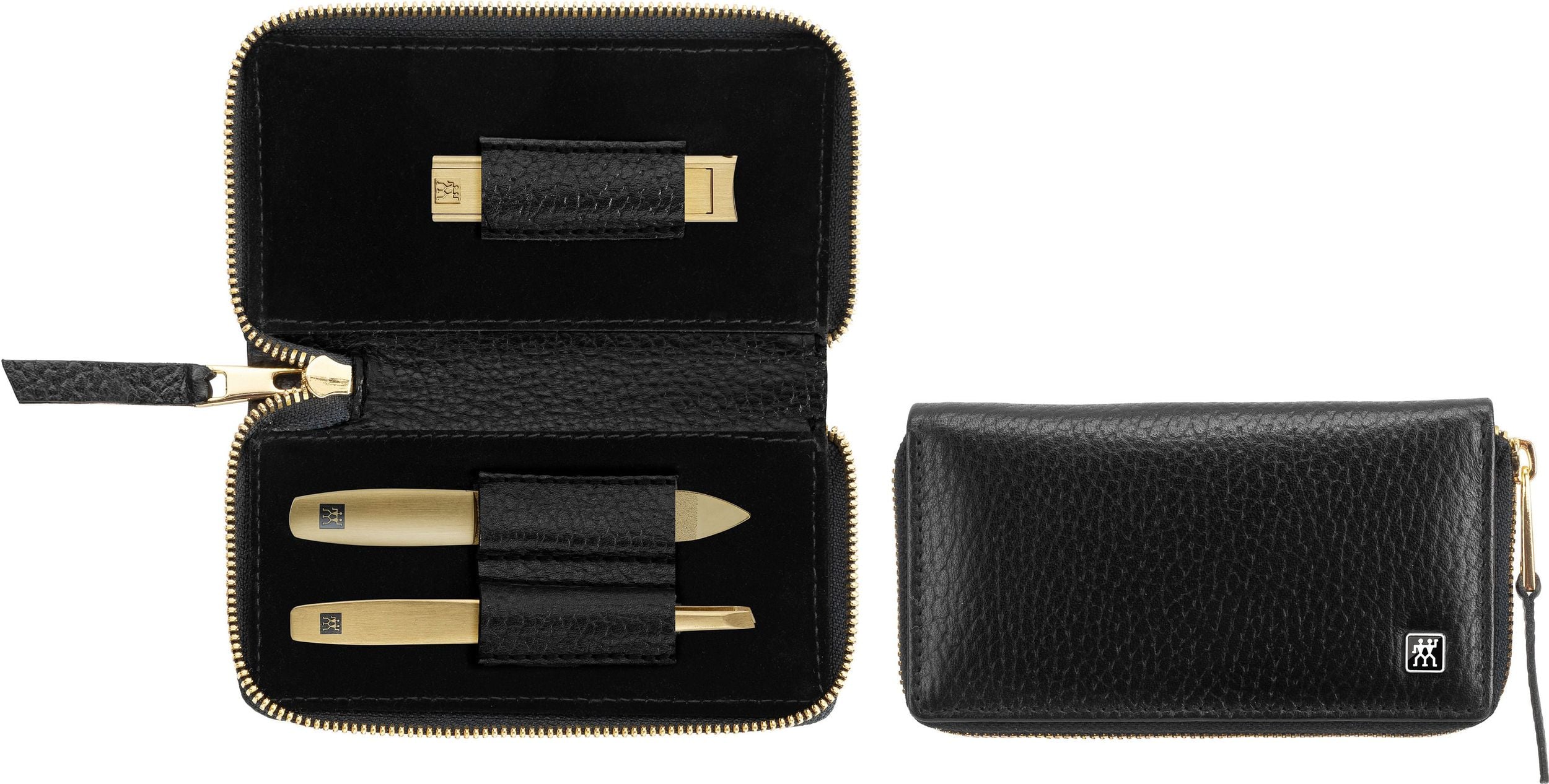 Twinox Gold Edition Maniküre-Zubehör mit Nagelknipser im Lederetui 3 El.