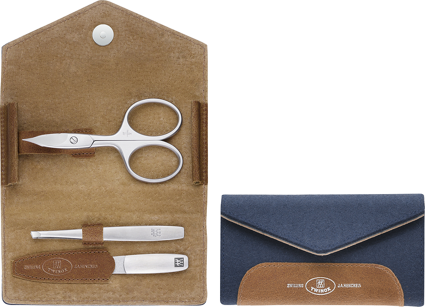 Twinox Kit de Manucure, avec ciseaux, étui en feutre, Set 3 pièces