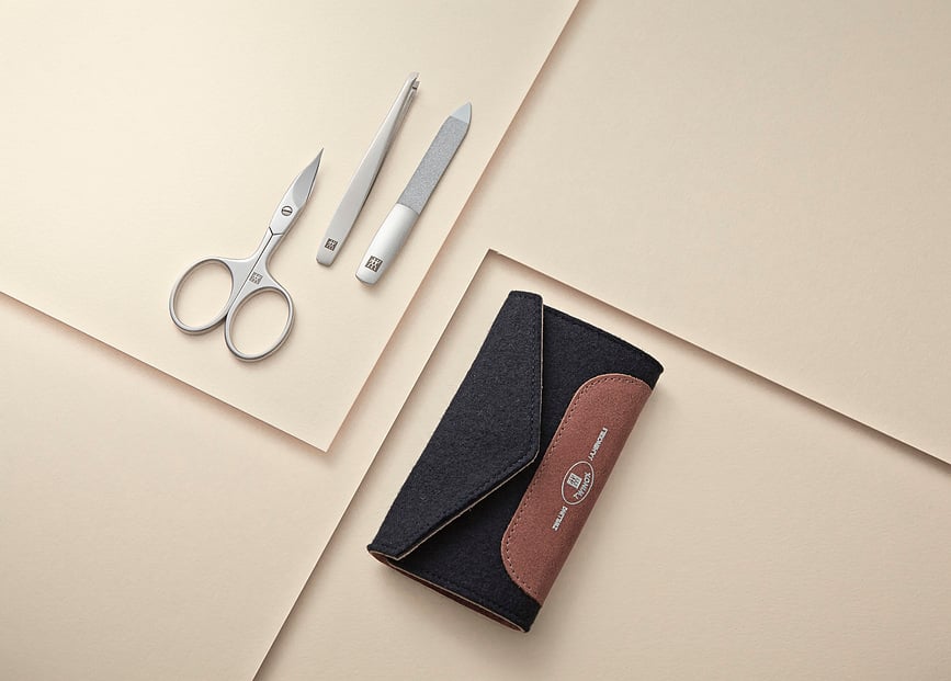 Twinox Kit de Manucure, avec ciseaux, étui en feutre, Set 3 pièces