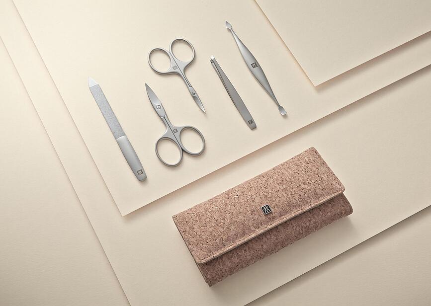 Twinox Set de Manucure avec étui en liège, Set 5 pièces