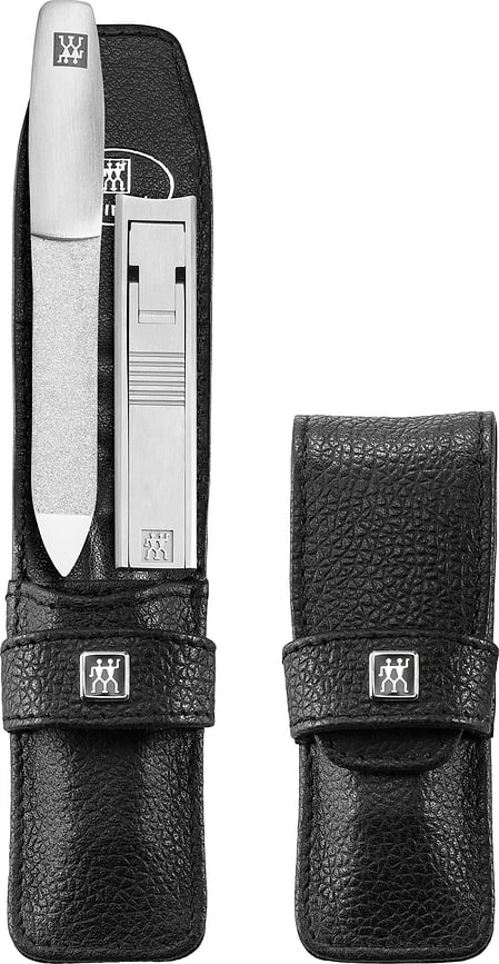 Twinox Σετ Μανικιούρ, σε δερμάτινη θήκη, μαύρο, 2 τμχ