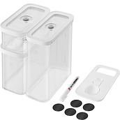 Vakuuminės maisto saugojimo dėžutės Fresh & Save Cube su įdėklu, etiketėmis ir kreidiniu žymekliu M 10 d.